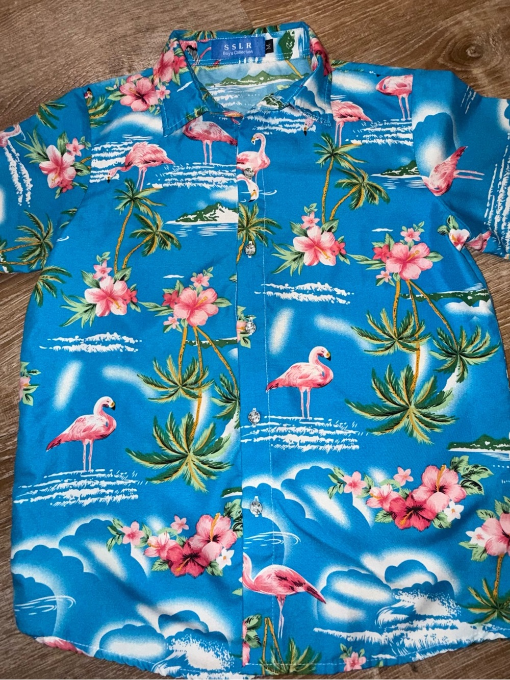 SSLR Kids Blue Flamingo Tropical Button-Up Shirt